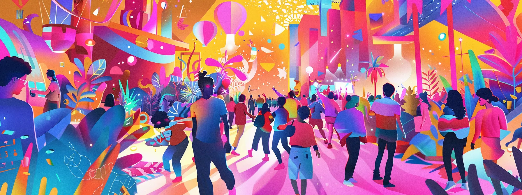 a vibrant, illustrated scene depicting a diverse group of enthusiastic individuals joyfully participating in an engaging community event, surrounded by colorful visuals of user-generated content, contests, and collaborations, all bathed in warm, inviting light.